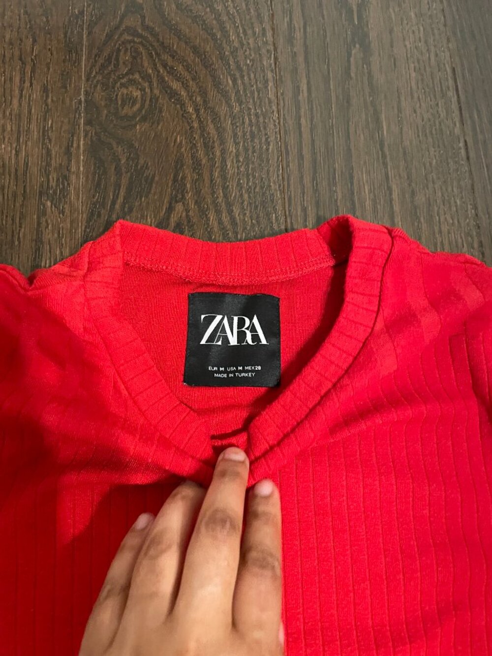 Zara Red Ribbed Midi Dress - Picture 3 of 3